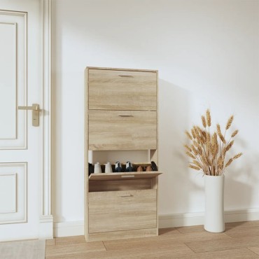 vidaXL Παπουτσοθήκη Χρώμα Δρυός 59x17x150cm από Επεξεργασμένο Ξύλο