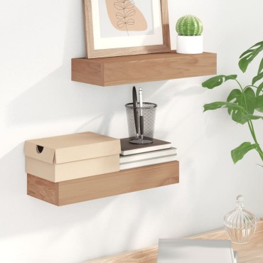 vidaXL Ράφια Τοίχου 2 τεμ. 40x15x6cm από Μασίφ Ξύλο Teak