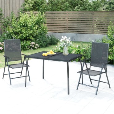vidaXL Τραπέζι Κήπου Ανθρακί με Πλέγμα 110x80x72cm Ατσάλινο 1 τεμ.
