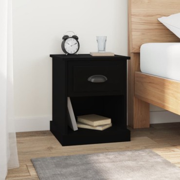 vidaXL Κομοδίνα 2 τεμ. Μαύρα 39x39x47,5cm από Επεξεργασμένο Ξύλο