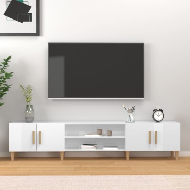 vidaXL Έπιπλο Τηλεόρασης Γυαλ. Λευκό 180x31,5x40cm Επεξεργασμένο Ξύλο