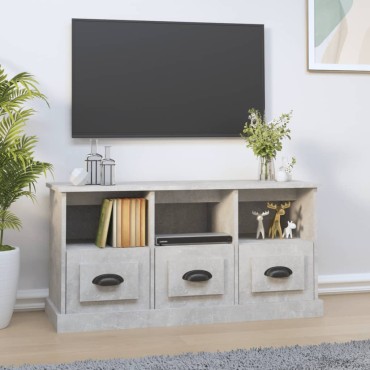 vidaXL Έπιπλο Τηλεόρασης Γκρι Σκυροδέματος 100x35x50cm Επεξ. Ξύλο