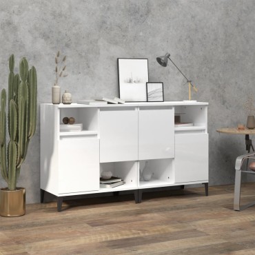 vidaXL Ντουλάπια 2 τεμ. Γυαλιστ. Λευκό 60x35x70cm Επεξεργασμένο Ξύλο