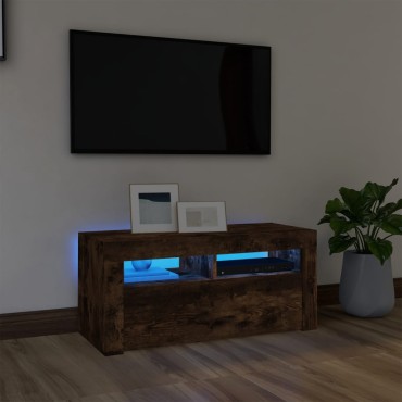 vidaXL Έπιπλο Τηλεόρασης με LED Καπνιστή Δρυς 90x35x40cm