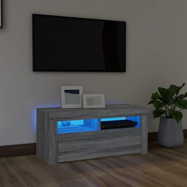 vidaXL Έπιπλο Τηλεόρασης με LED Γκρι Sonoma 90x35x40cm