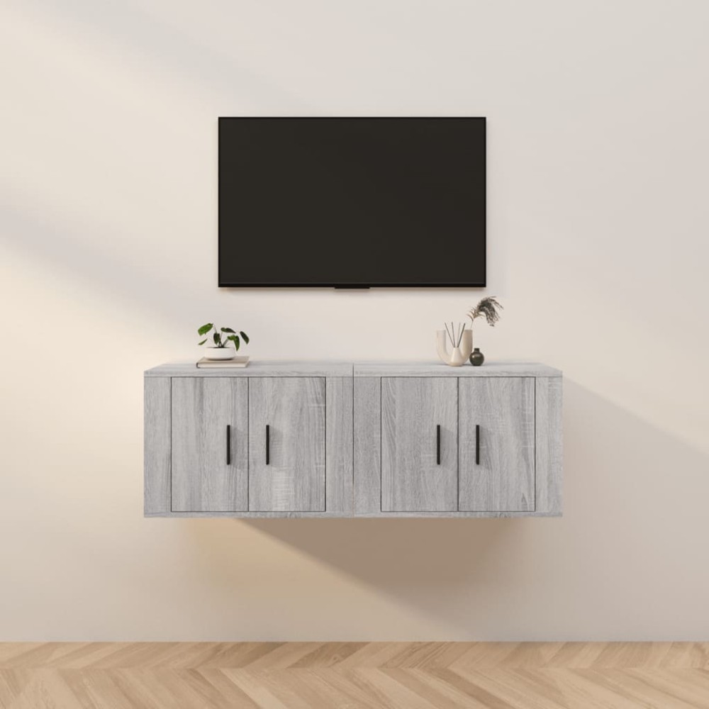 vidaXL Έπιπλα Τηλεόρασης Επιτοίχια 2 τεμ. Γκρι Sonoma 57x34,5x40cm
