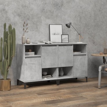vidaXL Ντουλάπια 2 τεμ. Γκρι Σκυροδέματος 60x35x70cm Επεξεργ. Ξύλο