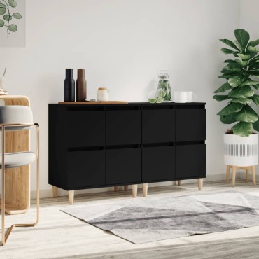 vidaXL Ντουλάπια 2 τεμ. Μαύρα 60x35x70cm Επεξεργασμένο Ξύλο
