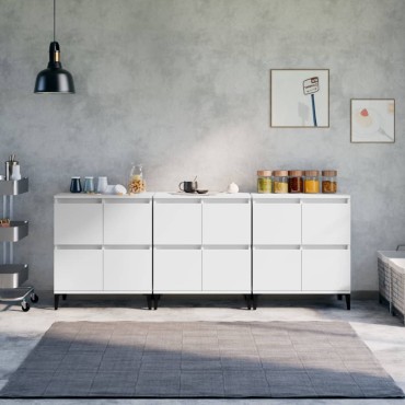 vidaXL Ντουλάπια 3 τεμ. Λευκό 60x35x70cm Επεξεργασμένο Ξύλο
