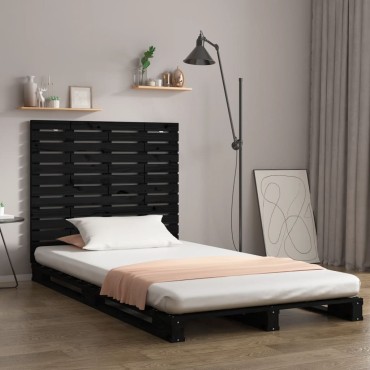 vidaXL Κεφαλάρι Τοίχου Μαύρο 141x3x91,5cm από Μασίφ Ξύλο Πεύκου 1 τεμ.