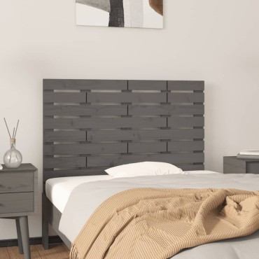 vidaXL Κεφαλάρι Τοίχου Γκρι 106x3x63cm από Μασίφ Ξύλο Πεύκου 1 τεμ.