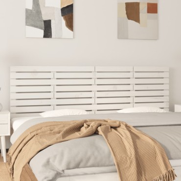 vidaXL Κεφαλάρι Τοίχου Λευκό 206x3x63cm από Μασίφ Ξύλο Πεύκου 1 τεμ.