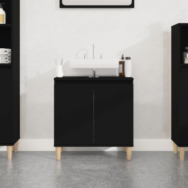 vidaXL Ντουλάπι Νιπτήρα Μαύρο 58x33x60cm Επεξεργασμένο Ξύλο 1 τεμ.