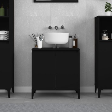 vidaXL Ντουλάπι Νιπτήρα Μαύρο 58x33x60cm Επεξεργασμένο Ξύλο 1 τεμ.