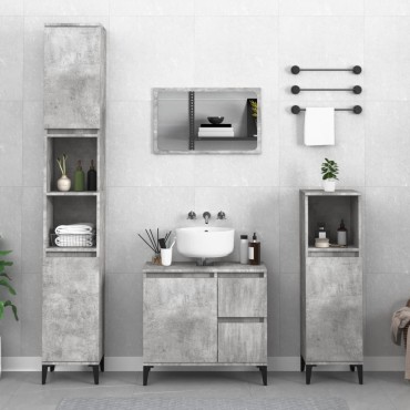 vidaXL Ντουλάπι Μπάνιου Γκρι Σκυροδέματος 65x33x60cm Επεξ. Ξύλο 1 τεμ.
