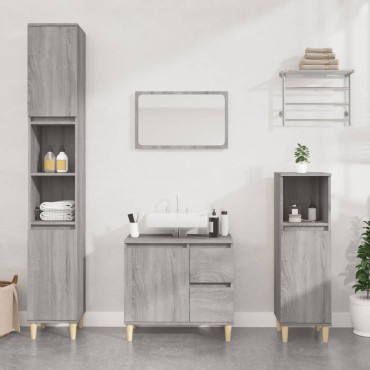 vidaXL Ντουλάπι Μπάνιου Γκρι Sonoma 65x33x60cm Επεξεργασμένο Ξύλο 1 τεμ.