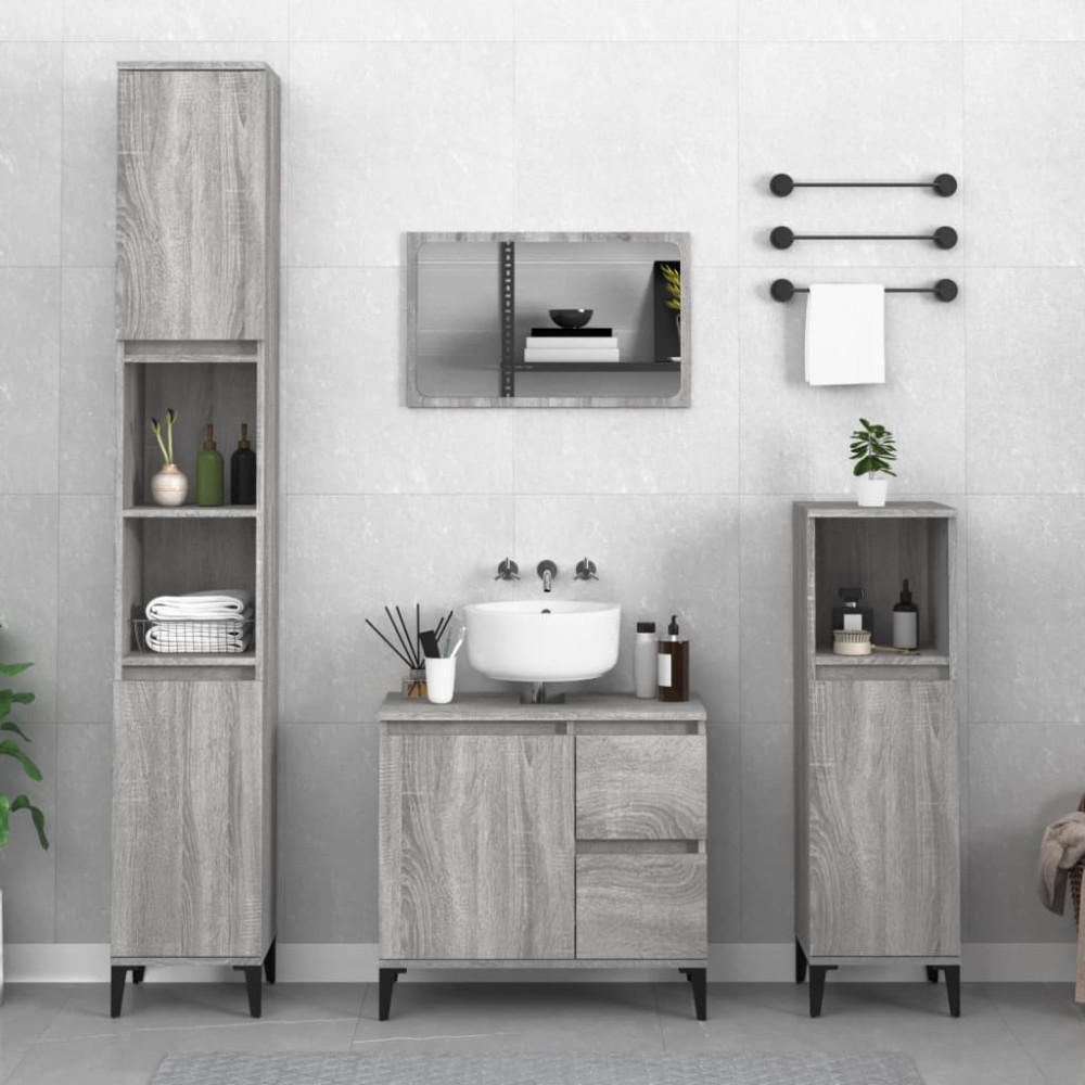 vidaXL Ντουλάπι Μπάνιου Γκρι Sonoma 65x33x60cm Επεξεργασμένο Ξύλο 1 τεμ.