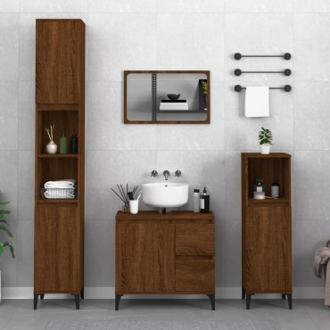 vidaXL Ντουλάπι Μπάνιου Καφέ Δρυς 30x30x100cm Επεξεργασμένο Ξύλο 1 τεμ.