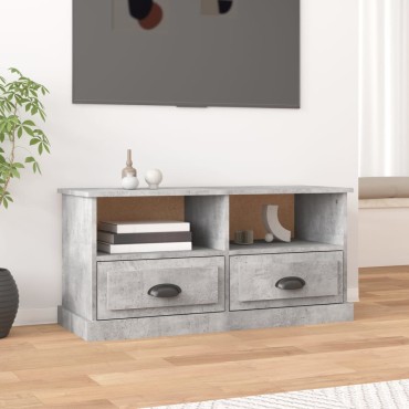 vidaXL Έπιπλο Τηλεόρασης Γκρι Σκυροδέματος 93x35,5x45cm Επεξ. Ξύλο