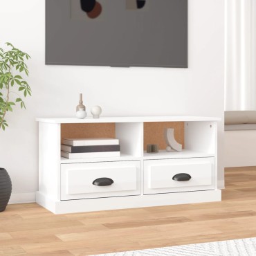 vidaXL Έπιπλο Τηλεόρασης Γυαλ. Λευκό 93x35,5x45cm Επεξεργασμένο Ξύλο