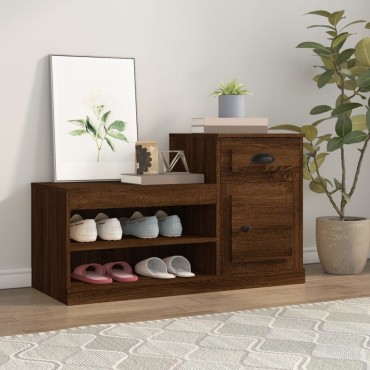 vidaXL Παπουτσοθήκη Καφέ Δρυς 100x42x60cm από Επεξεργασμένο Ξύλο
