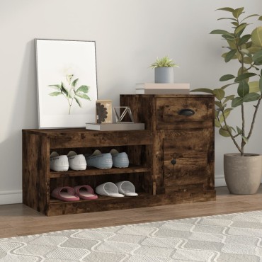 vidaXL Παπουτσοθήκη Καπνιστή Δρυς 100x42x60cm από Επεξεργασμένο Ξύλο