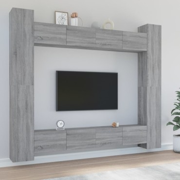 vidaXL Σετ Επίπλων Τηλεόρασης 8 τεμ. Γκρι Sonoma Επεξεργασμένο Ξύλο
