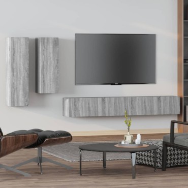 vidaXL Σετ Επίπλων Τηλεόρασης 4 τεμ. Γκρι Sonoma Επεξεργασμένο Ξύλο