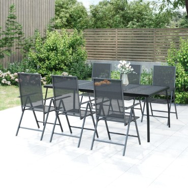 vidaXL Τραπέζι Κήπου Ανθρακί με Πλέγμα 200x100x72cm Ατσάλινο 1 τεμ.