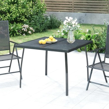 vidaXL Τραπέζι Κήπου Ανθρακί με Πλέγμα 100x100x72cm Ατσάλινο 1 τεμ.