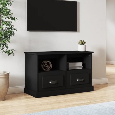 vidaXL Έπιπλο Τηλεόρασης Μαύρο 80x35x50cm Επεξ. Επεξεργασμένο Ξύλο