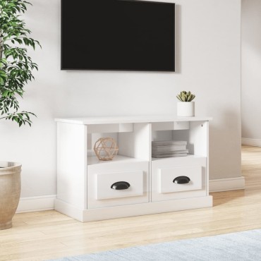 vidaXL Έπιπλο Τηλεόρασης Γυαλ. Λευκό 80x35x50cm Επεξεργασμένο Ξύλο