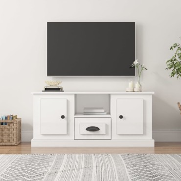 vidaXL Έπιπλο Τηλεόρασης Γυαλ. Λευκό 100x35,5x45cm Επεξεργασμένο Ξύλο