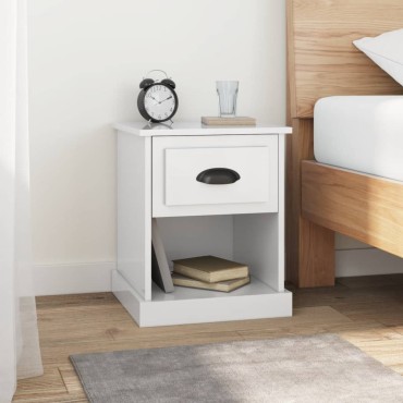 vidaXL Κομοδίνα 2 τεμ. Γυαλ. Λευκό 39x39x47,5cm Επεξεργασμένο Ξύλο