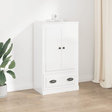 vidaXL Ντουλάπι Γυαλ. Λευκό 60x35,5x103,5cm από Επεξεργασμένο Ξύλο 1 τεμ.