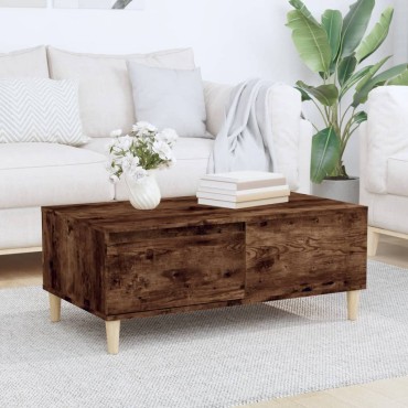 vidaXL Τραπεζάκι Σαλονιού Καπνιστή Δρυς 90x50x36,5cm Επεξεργ. Ξύλο 1 τεμ.