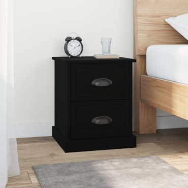 vidaXL Κομοδίνα 2 τεμ. Μαύρα 39x39x47,5cm από Επεξεργασμένο Ξύλο