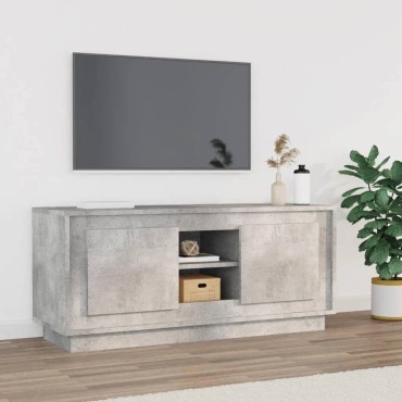 vidaXL Έπιπλο Τηλεόρασης Γκρι Σκυροδέματος 102x35x45cm Επεξεργ. Ξύλο