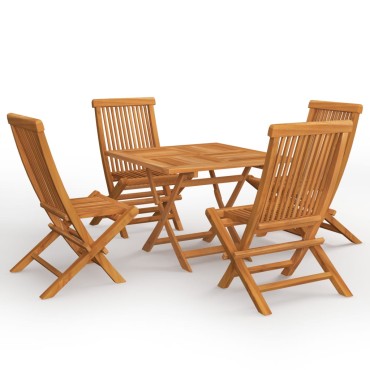 vidaXL Σετ Τραπεζαρίας Κήπου 5 τεμ. από Μασίφ Ξύλο Teak 85x85x76cm