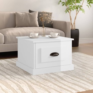 vidaXL Τραπεζάκι Σαλονιού Γυαλ. Λευκό 50x50x35cm Επεξεργ. Ξύλο 1 τεμ.