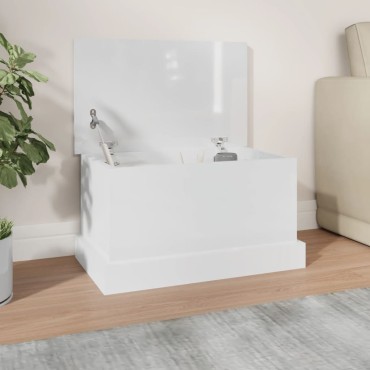 vidaXL Κουτί Αποθήκευσης Γυαλ. Λευκό 50x30x28cm Επεξεργασμένο Ξύλο 1 τεμ.