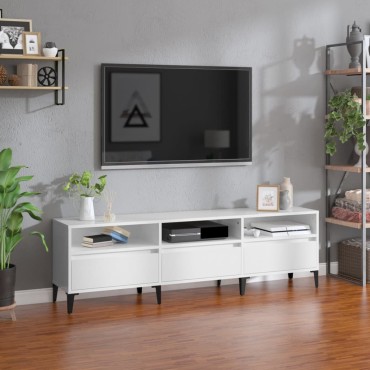 vidaXL Έπιπλο Τηλεόρασης Γυαλ. Λευκό 150x30x44,5cm Επεξεργασμένο Ξύλο