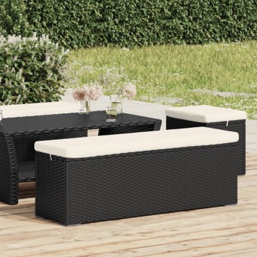 vidaXL Σκαμπό με Μαξιλάρι Μαύρο 110x30x40cm από Συνθετικό Ρατάν