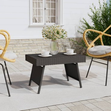 vidaXL Τραπεζάκι Βοηθητικό Πτυσσόμενο Μαύρο 60x40x38cm Συνθ. Ρατάν 1 τεμ.