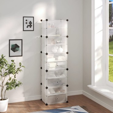 vidaXL Παπουτσοθήκη Διαφανής 44x31,5x153,5cm από Πολυπροπυλένιο