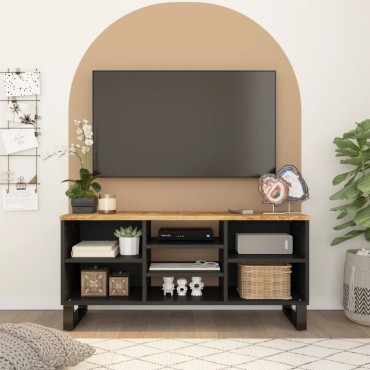 vidaXL Έπιπλο Τηλεόρασης 100x33x46cm Μασίφ Ξύλο Μάνγκο & Επεξ. Ξύλο