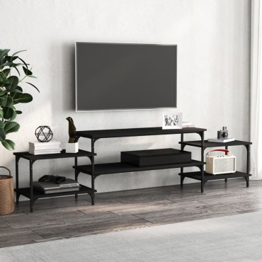 vidaXL Έπιπλο Τηλεόρασης Μαύρο 197x35x52cm από Επεξεργασμένο Ξύλο