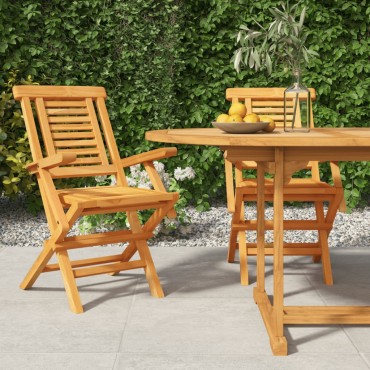 vidaXL Καρέκλες Κήπου Πτυσσόμενες 2 τεμ. 56x63x90cm Μασίφ Ξύλο Teak