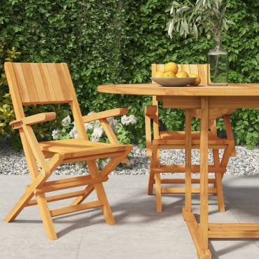 vidaXL Καρέκλες Κήπου Πτυσσόμενες 2 τεμ. 55x61x90cm Μασίφ Ξύλο Teak
