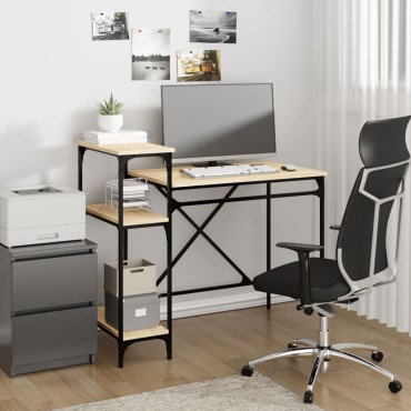 vidaXL Γραφείο με Ράφια Sonoma Δρυς 105x50x90cm Επεξ. Ξύλο/Σίδηρος 1 τεμ.